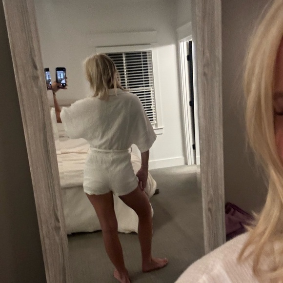 White Button-Up Romper - Picture 2 of 7